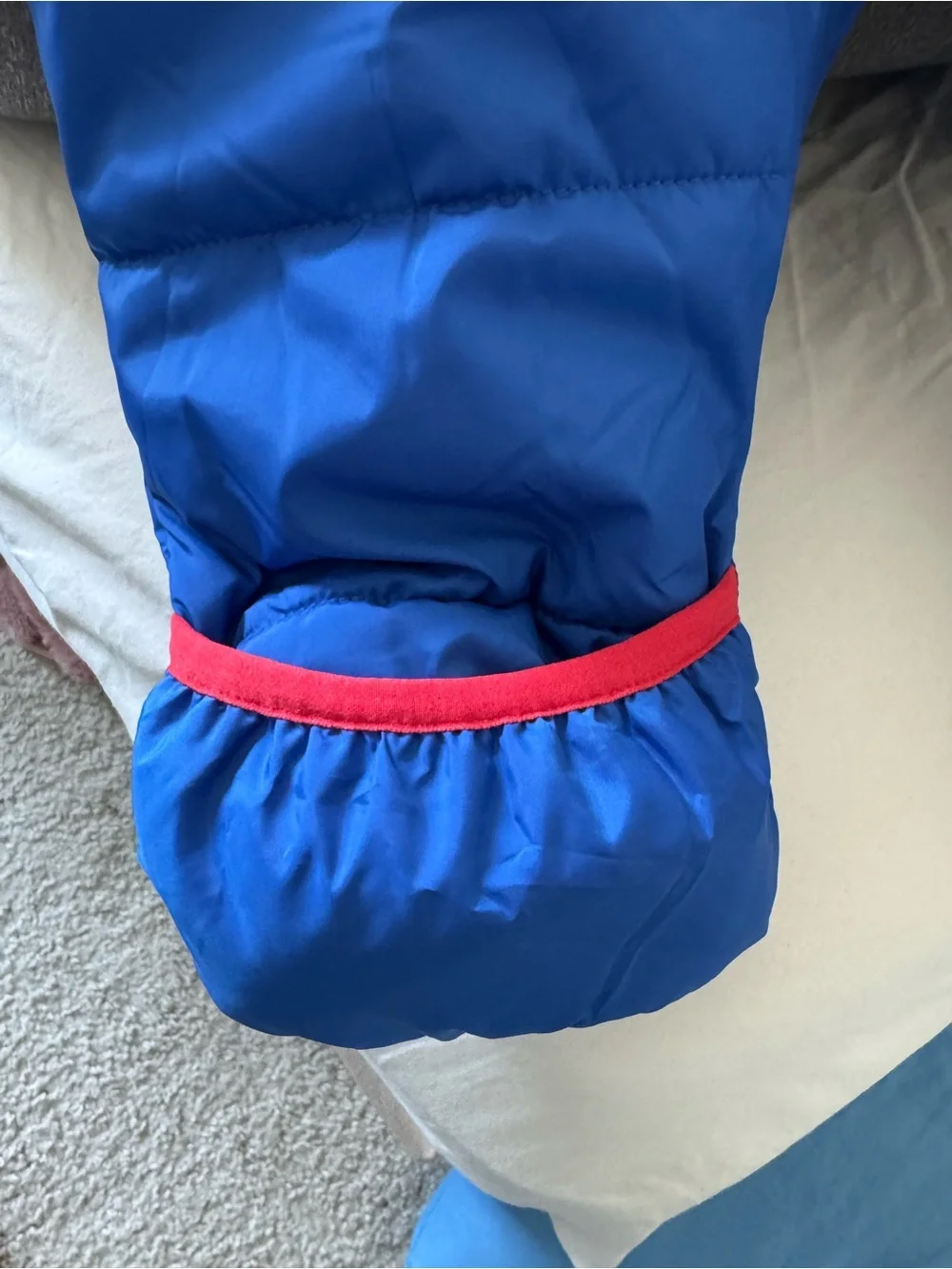 Nike Kids Royal Blue Hooded Snow Suit with Navy Sleeves and Red Trim